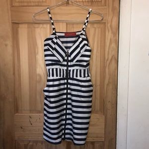 Navy blue & white striped sailor dress